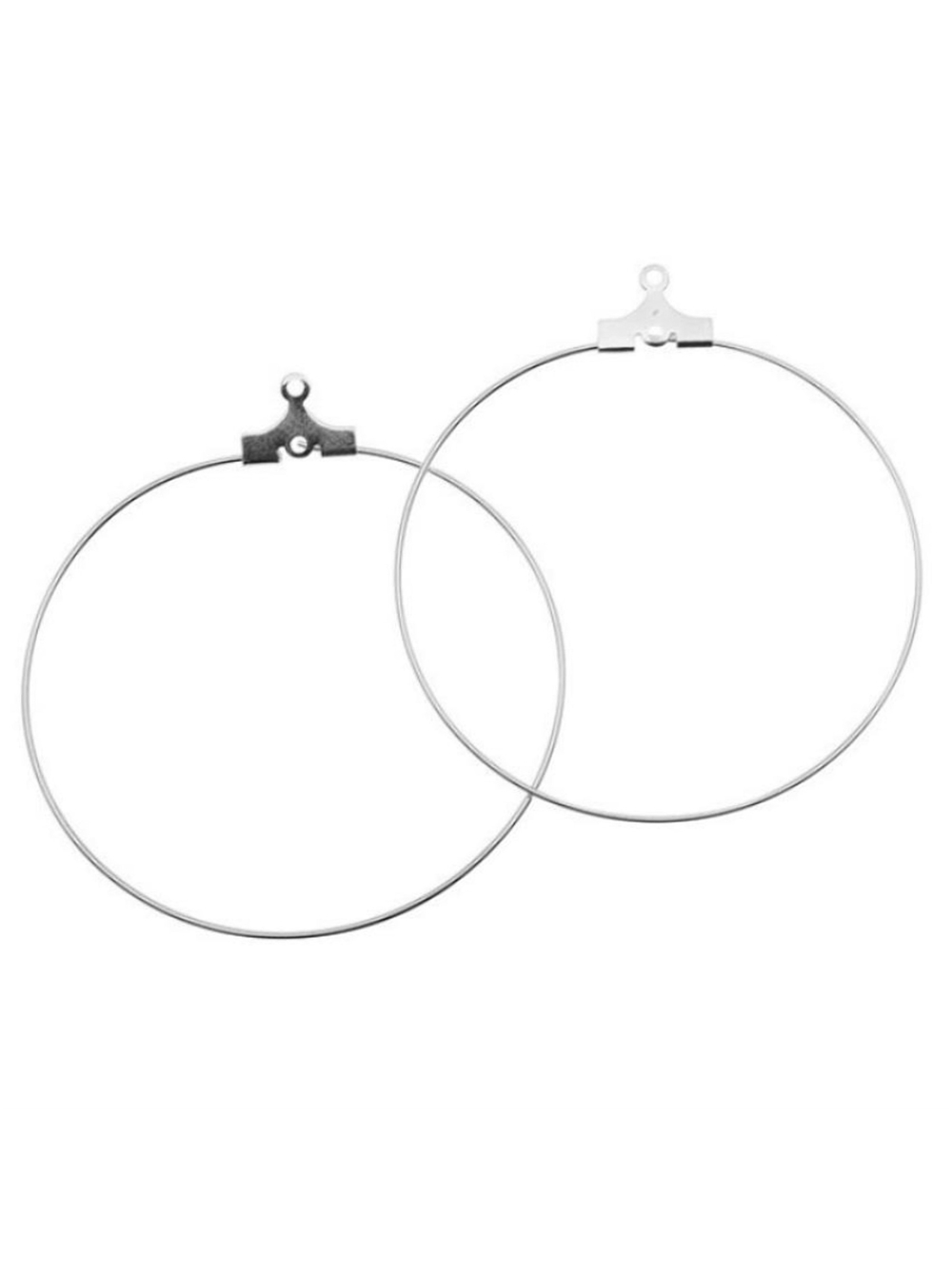 10 Silver Plated Earring Beading Hoops with Center Loop 40mm Add a Bead Findings